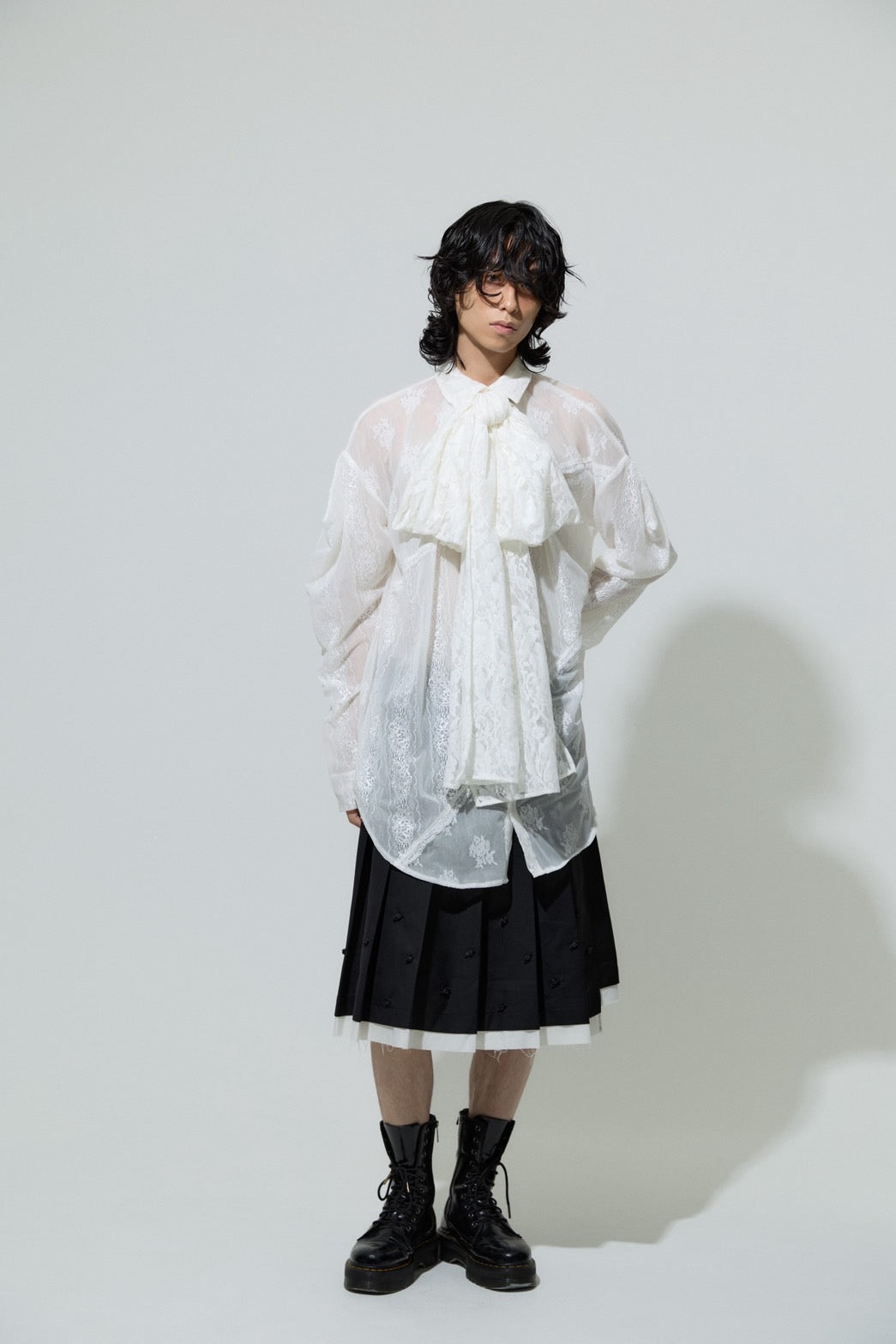 Too Big Ribbon Lace Shirt(White)
