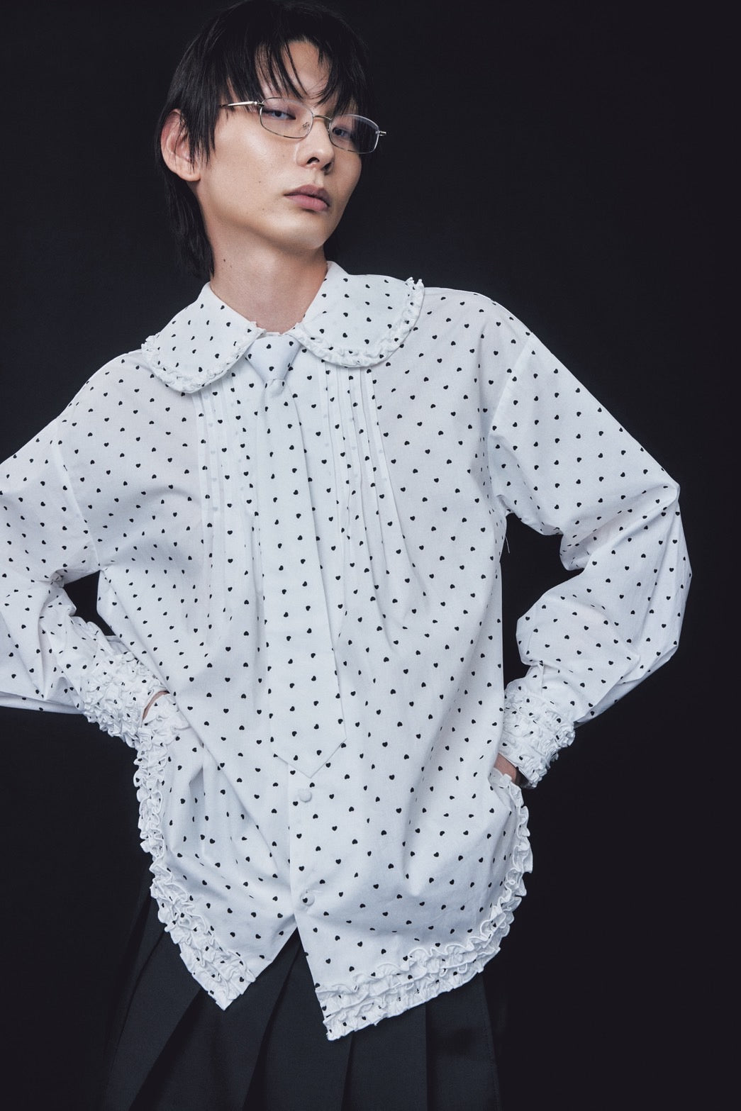 Love Dot Frill Shirt(White)