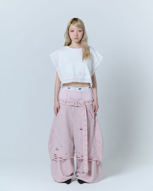 Boxer Destroyed Sweat Pants (Pink)