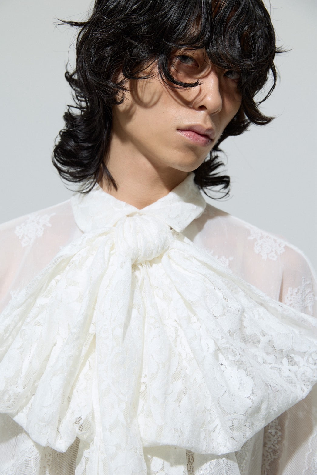 Too Big Ribbon Lace Shirt(White)