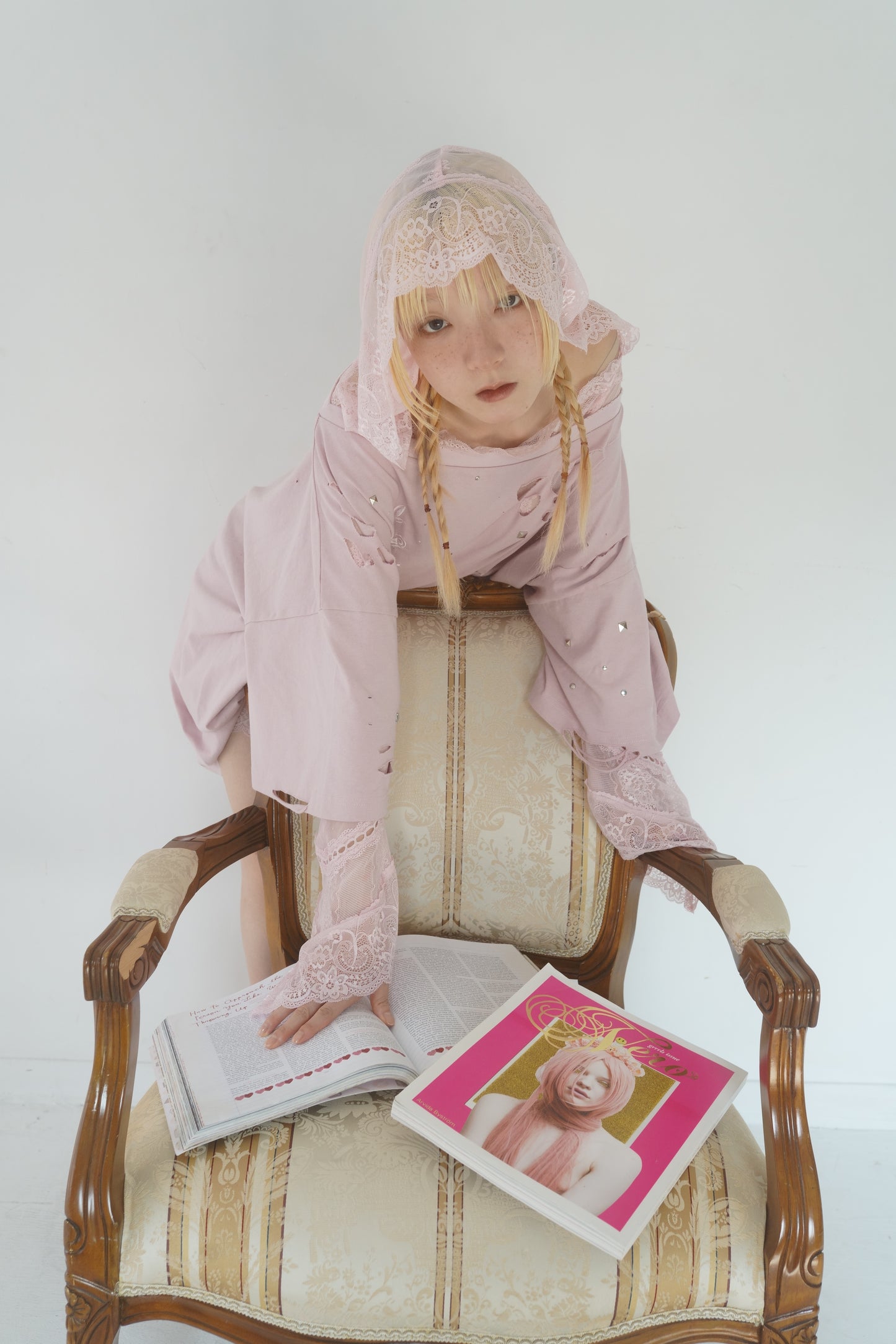 Veil Off-shoulder Dress(Pink)