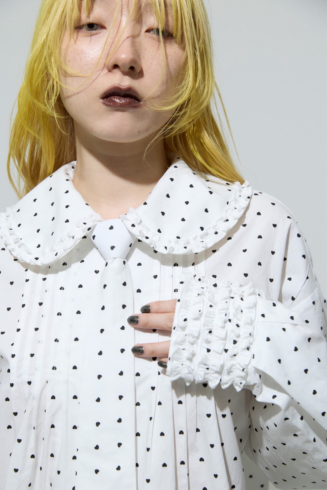 Love Dot Frill Shirt(White)