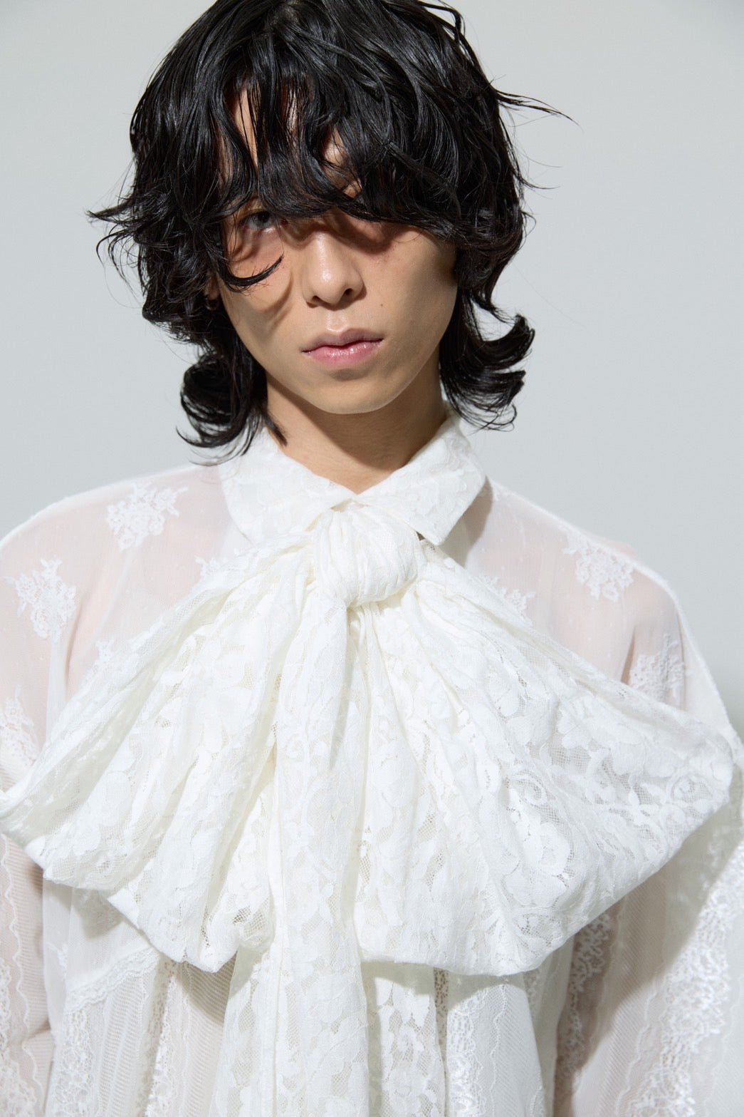 Too Big Ribbon Lace Shirt(White)
