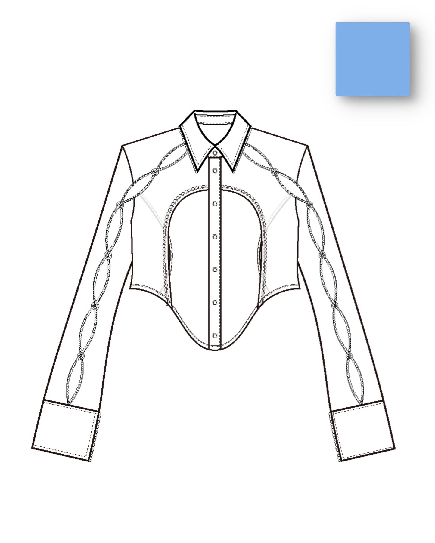 【8月末】Pierced Lingerie Shirt(Blue)