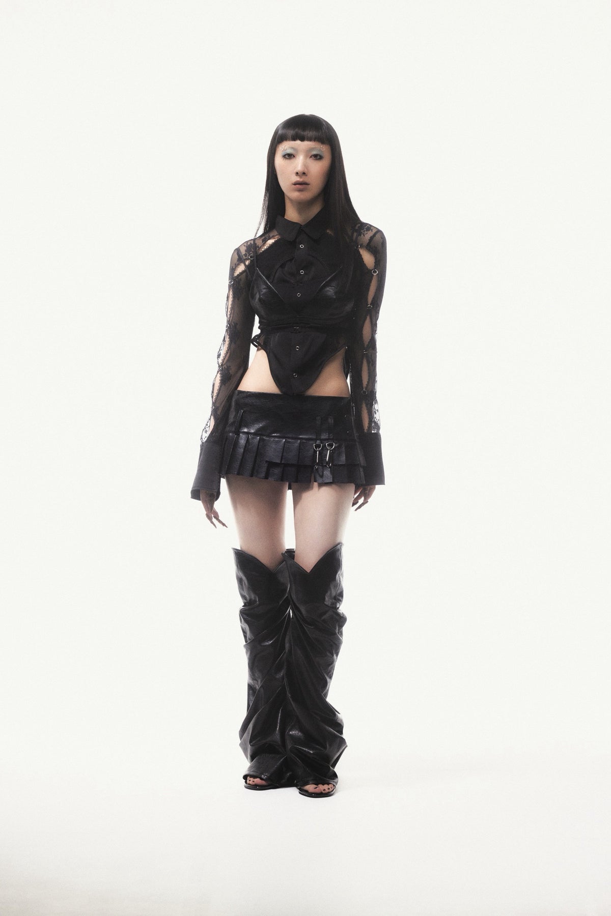 Curve Leather Leg Cover(Black)