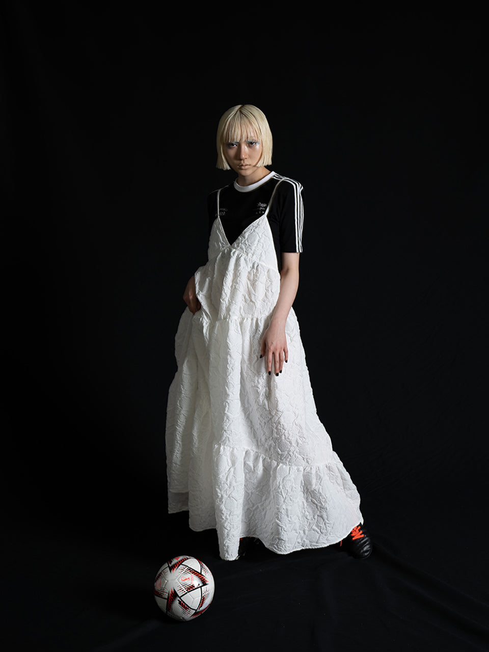 Flower Jacquart Camisole Dress(White)