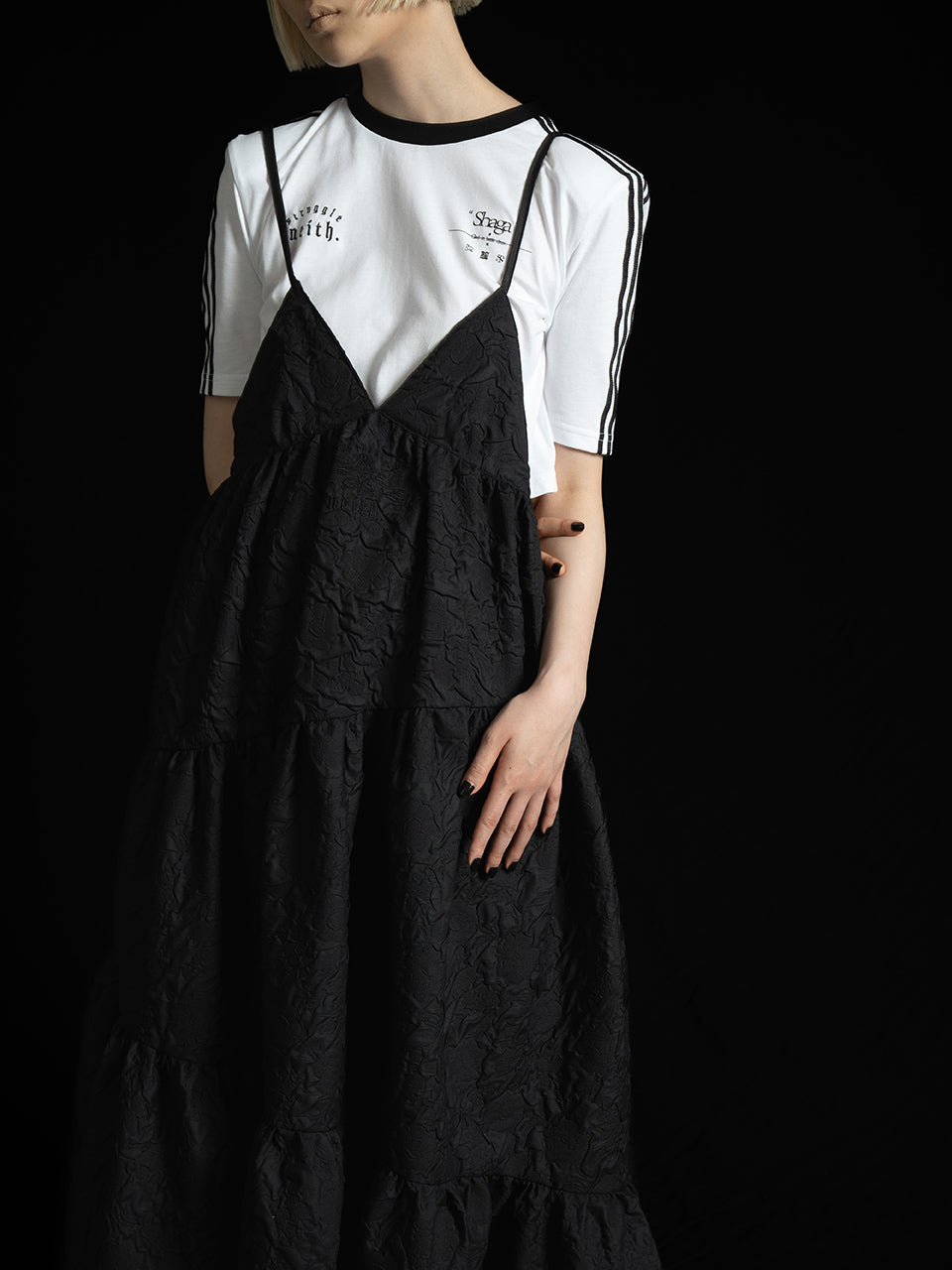 Flower Jacquart Camisole Dress(Black)