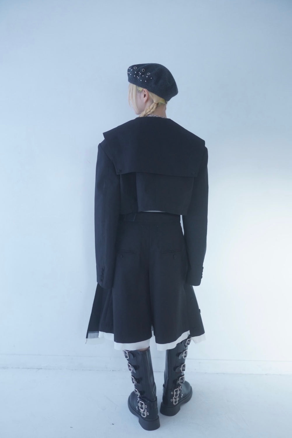 Rose Pleats Skirt Pants(Black)