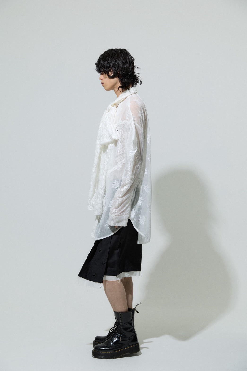 Too Big Ribbon Lace Shirt(White)