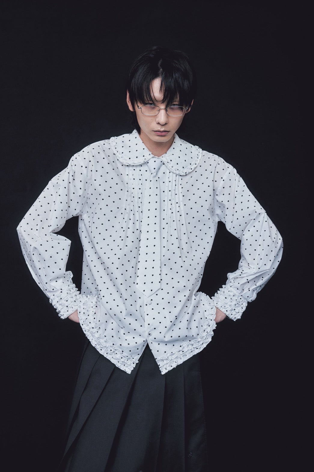 Love Dot Frill Shirt(White)