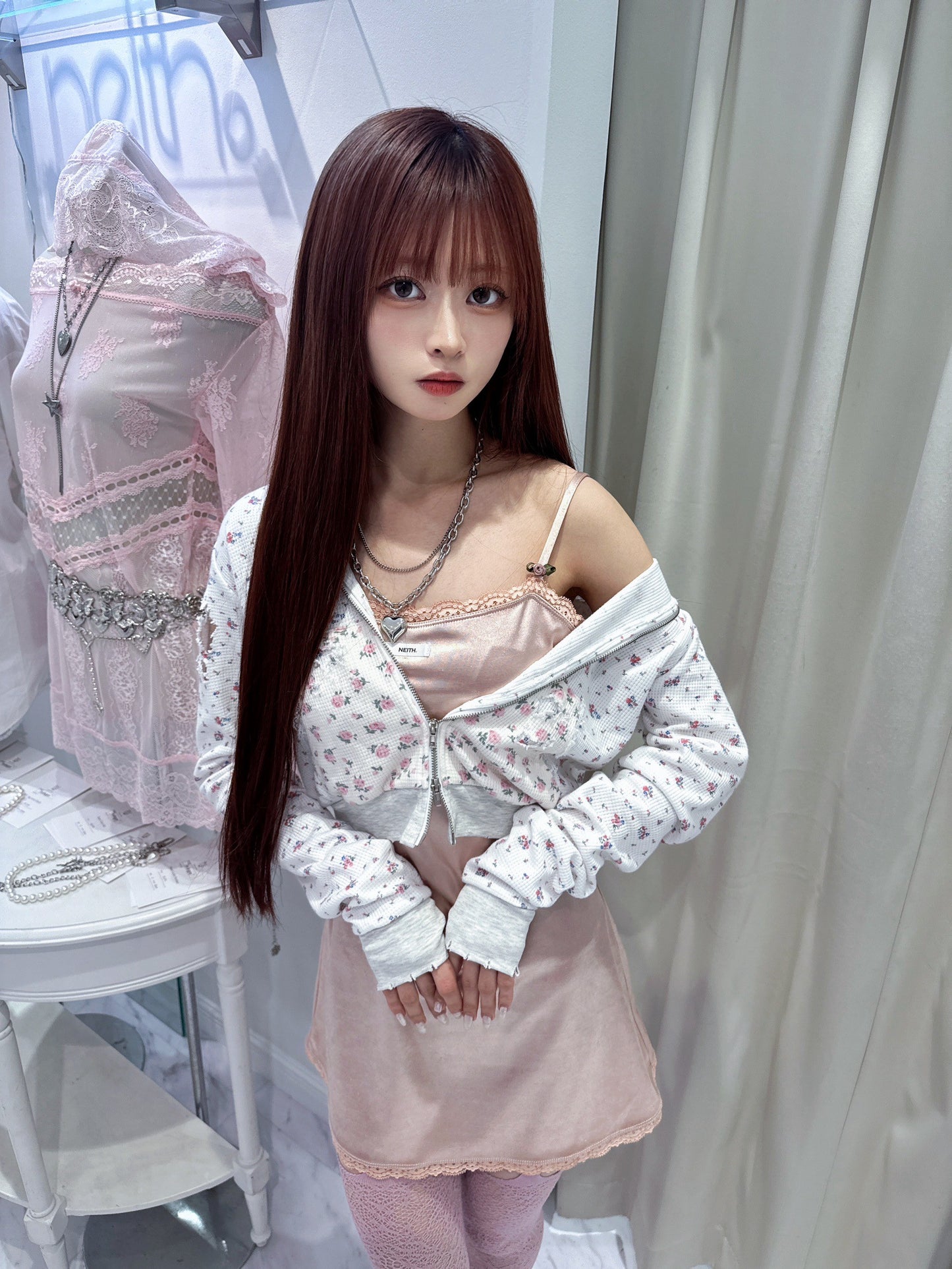 Flower Thermal Hoodie(Pink)【5月中旬発送】