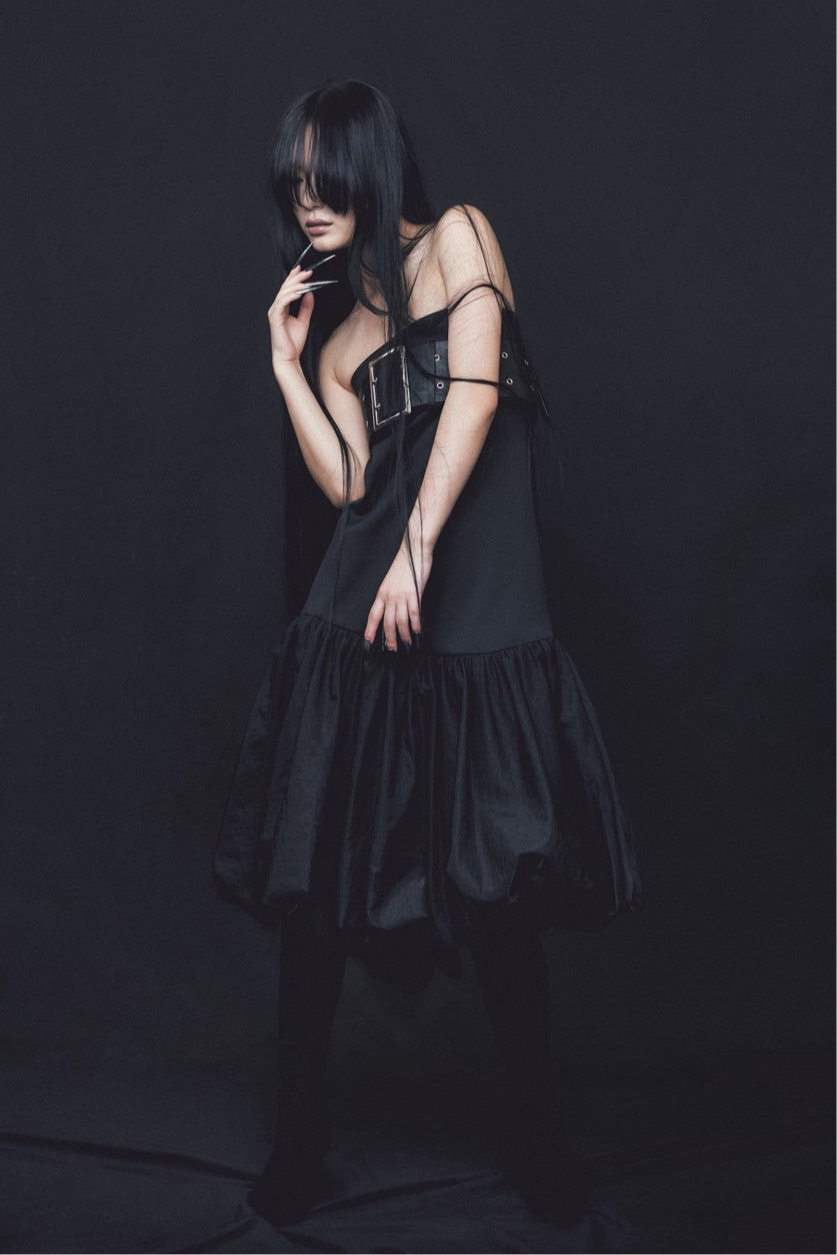 Leather Balloon Dresskirt(Black)