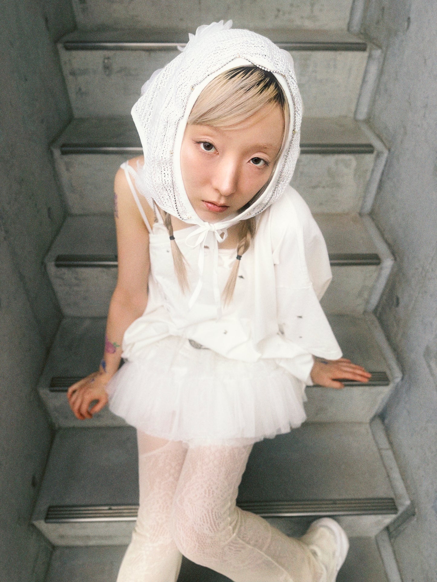 Multi Tulle Top(Lace White)