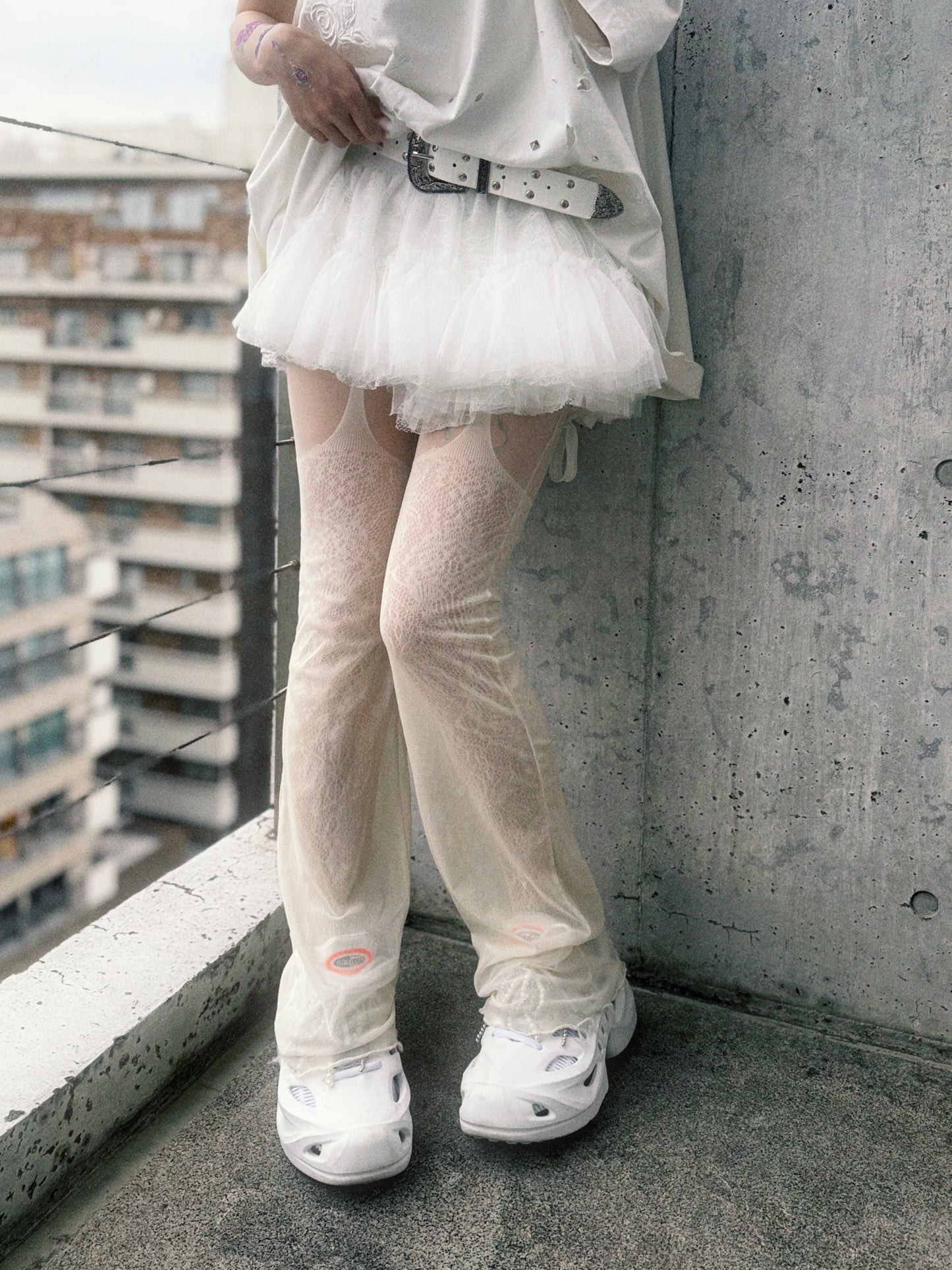 Multi Tulle Top(Lace White)