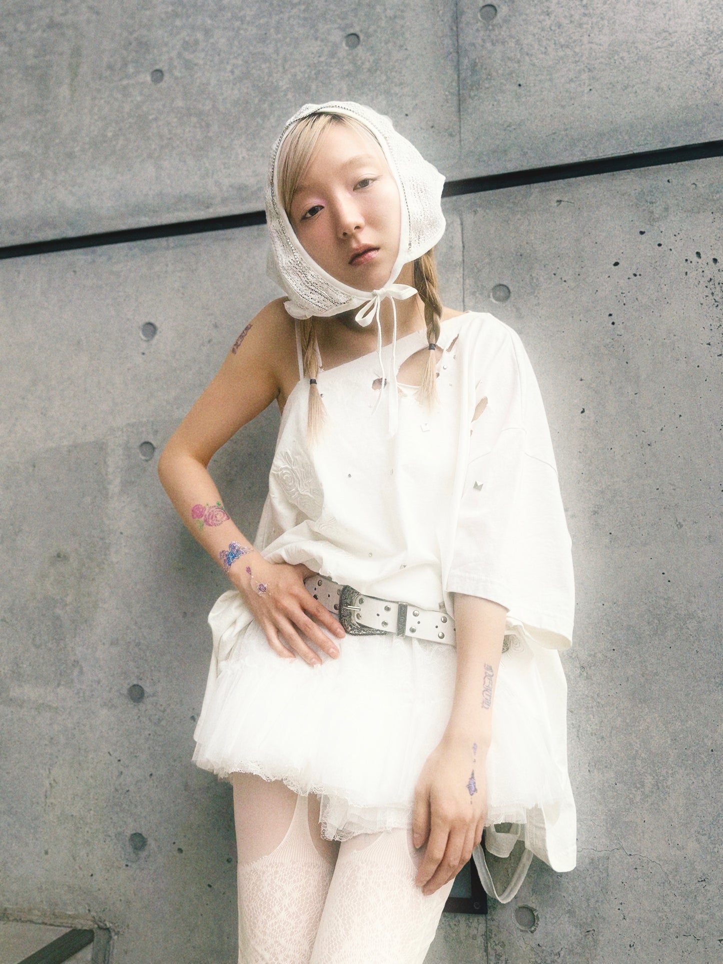 Multi Tulle Top(Lace White)