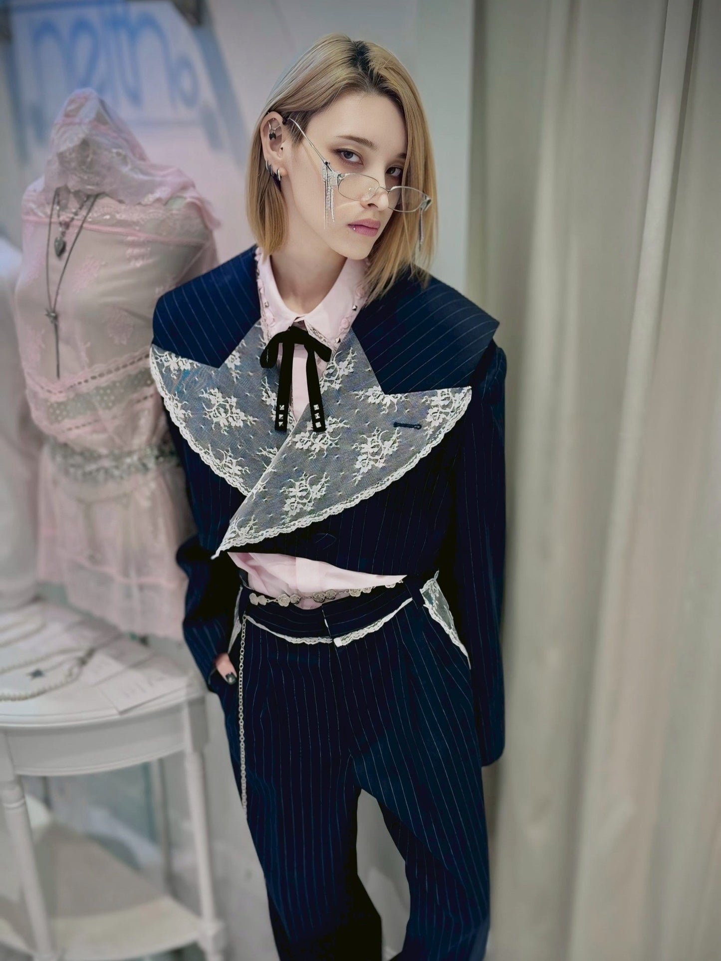 Too Big Stripe Jacket(Navy)