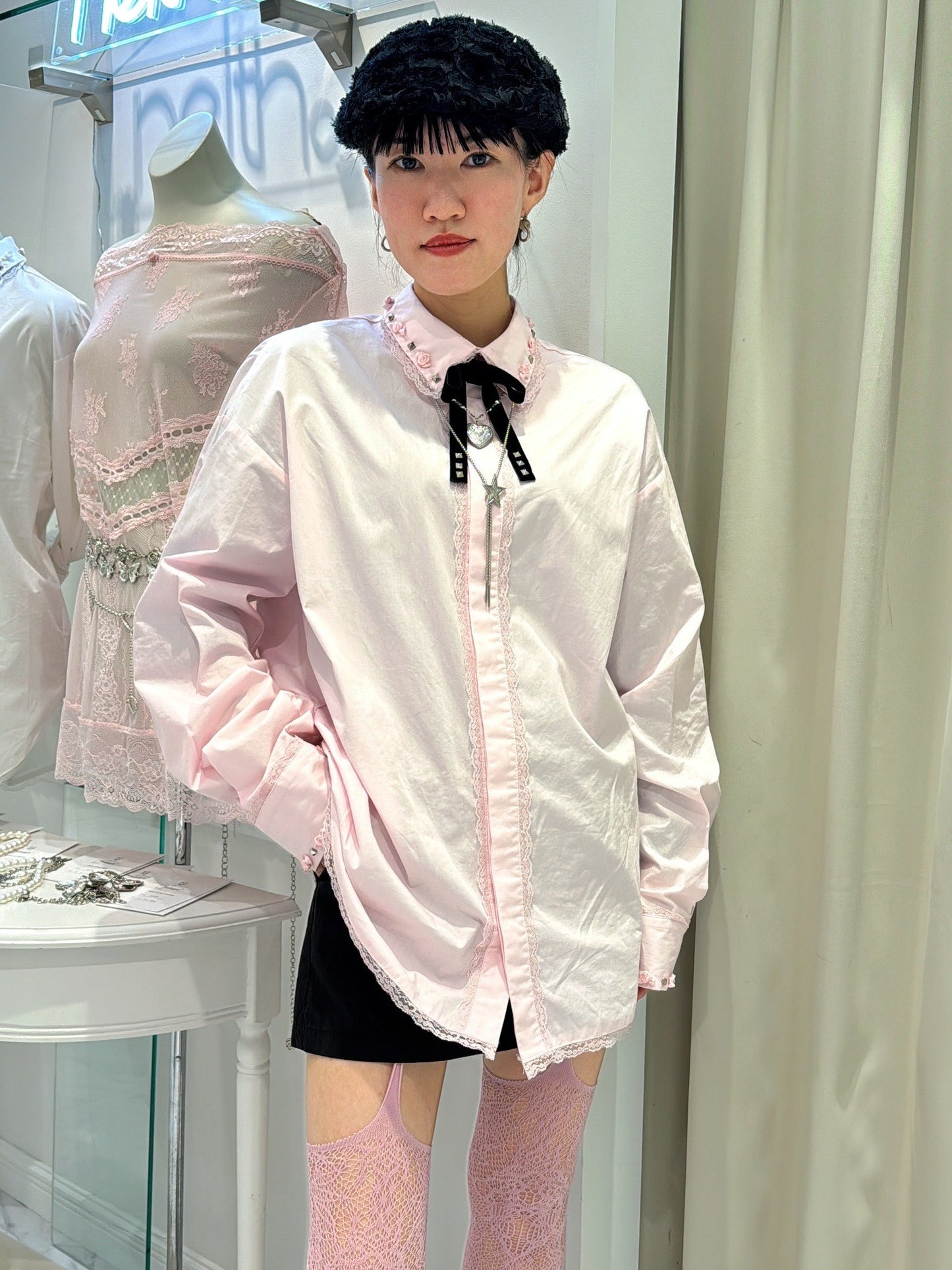 Rose Studs Shirts(Pink)