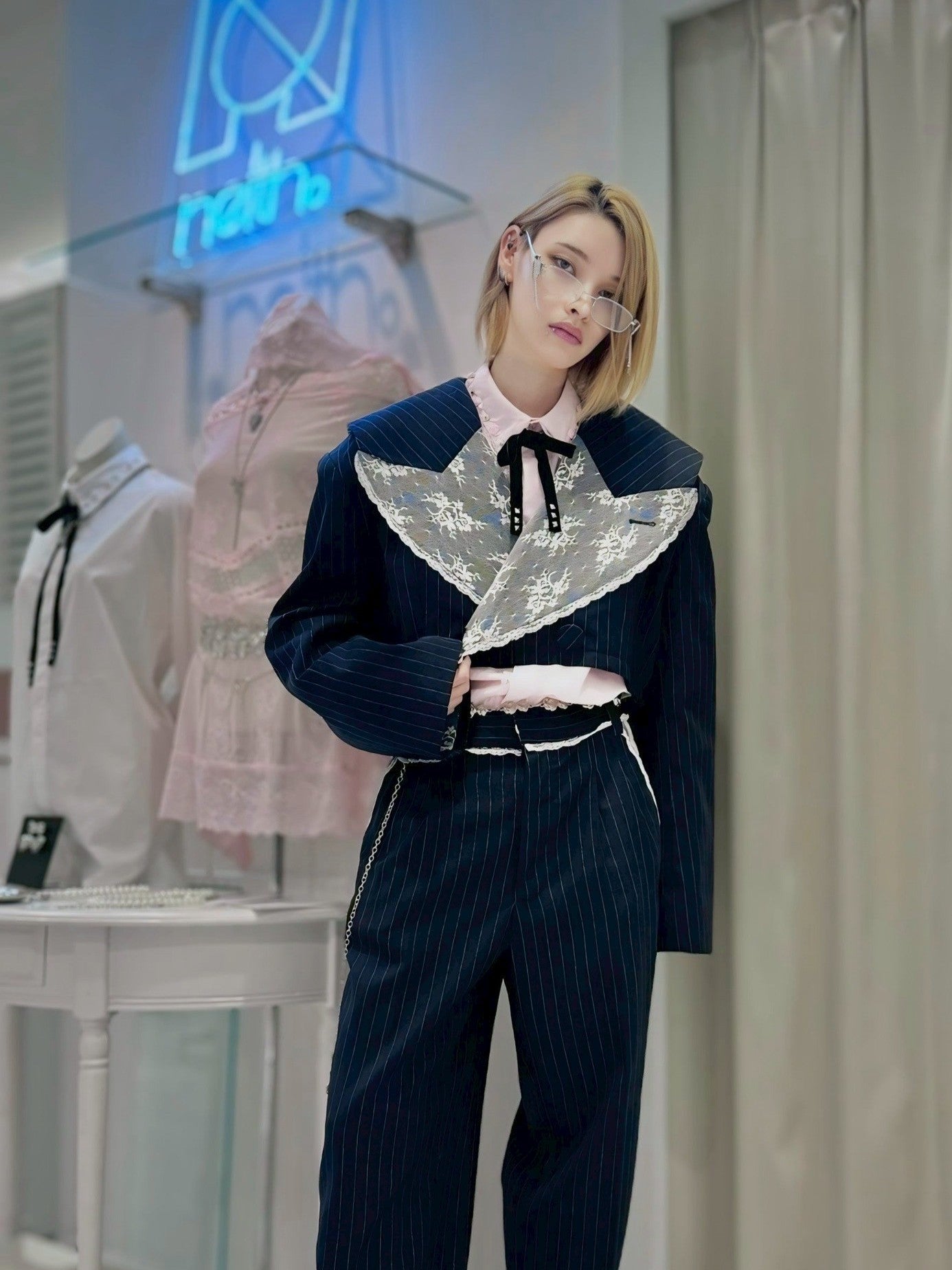 Too Big Stripe Jacket(Navy)