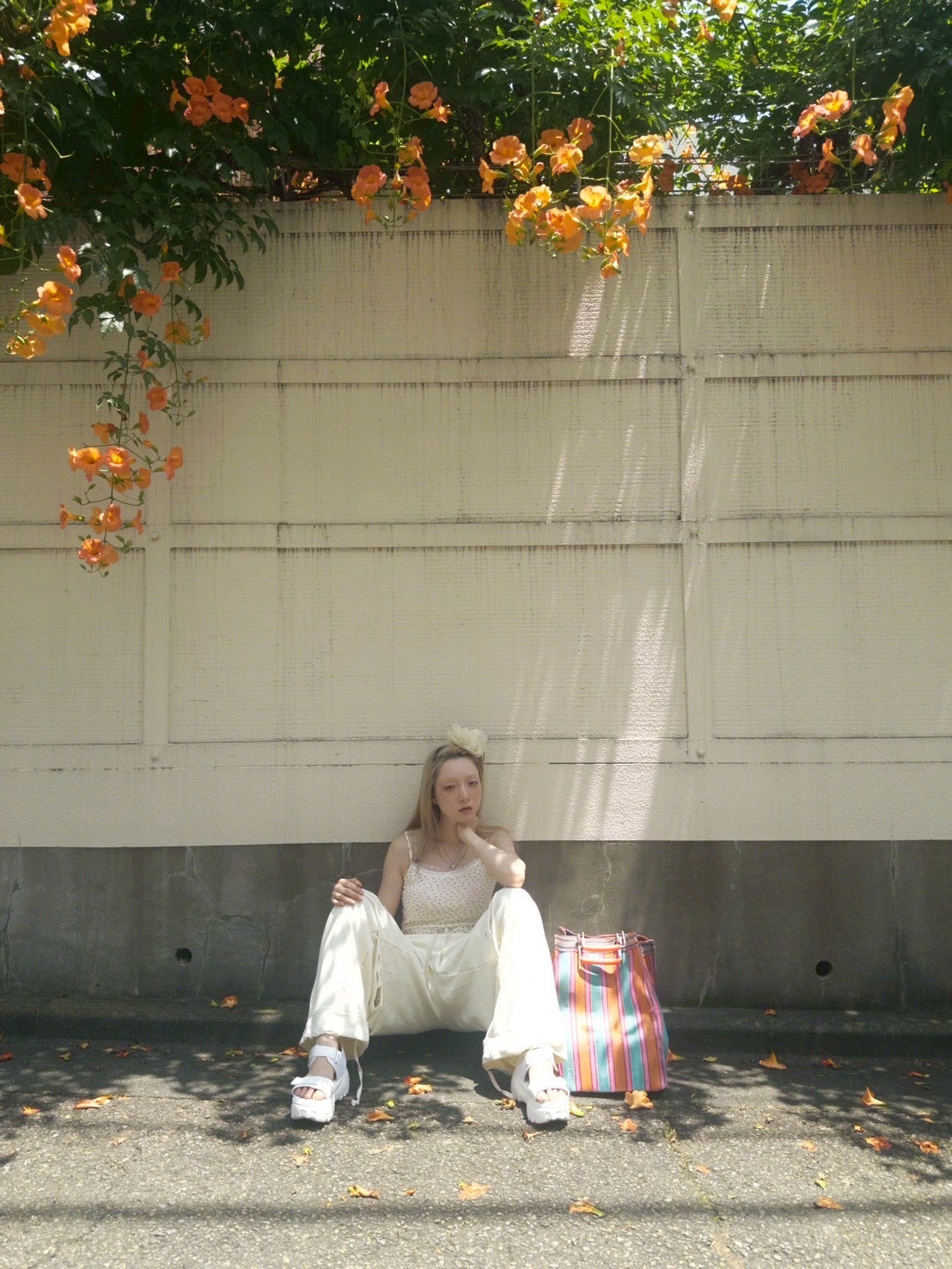 Rose Crush Sweat Pants(White)