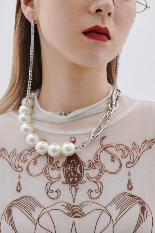 【Last1】Pearl Metal Necklace