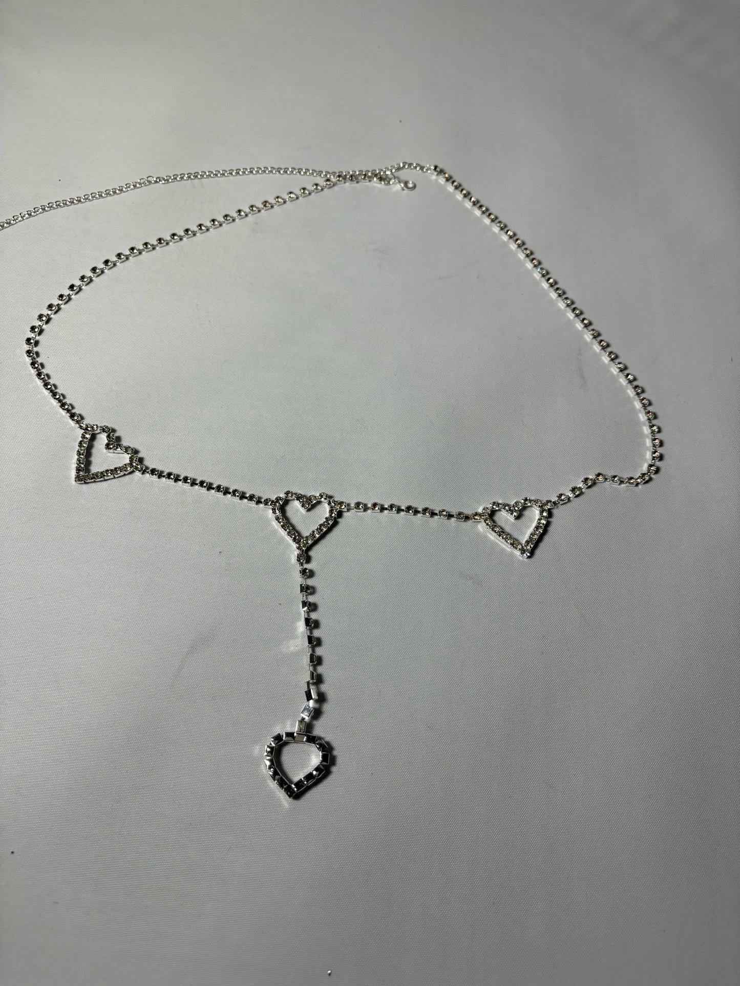 Heart Glitter Chain Belt (Silver)