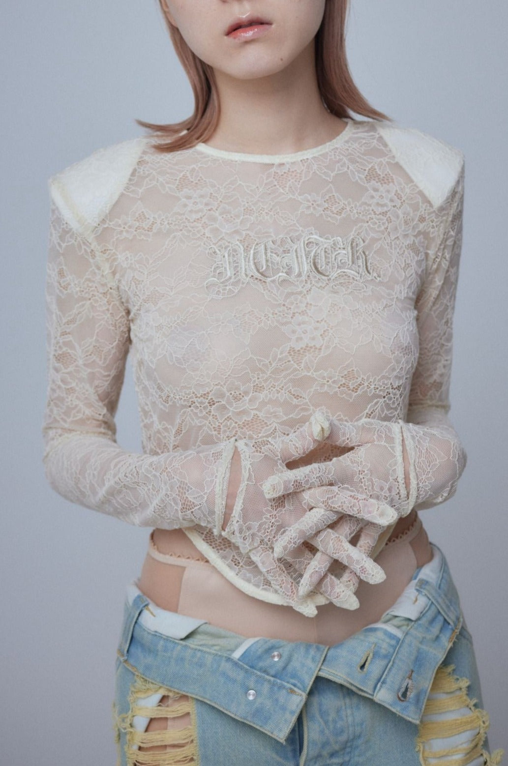 Lace Glove Top(Beige) – neith.onlinestore