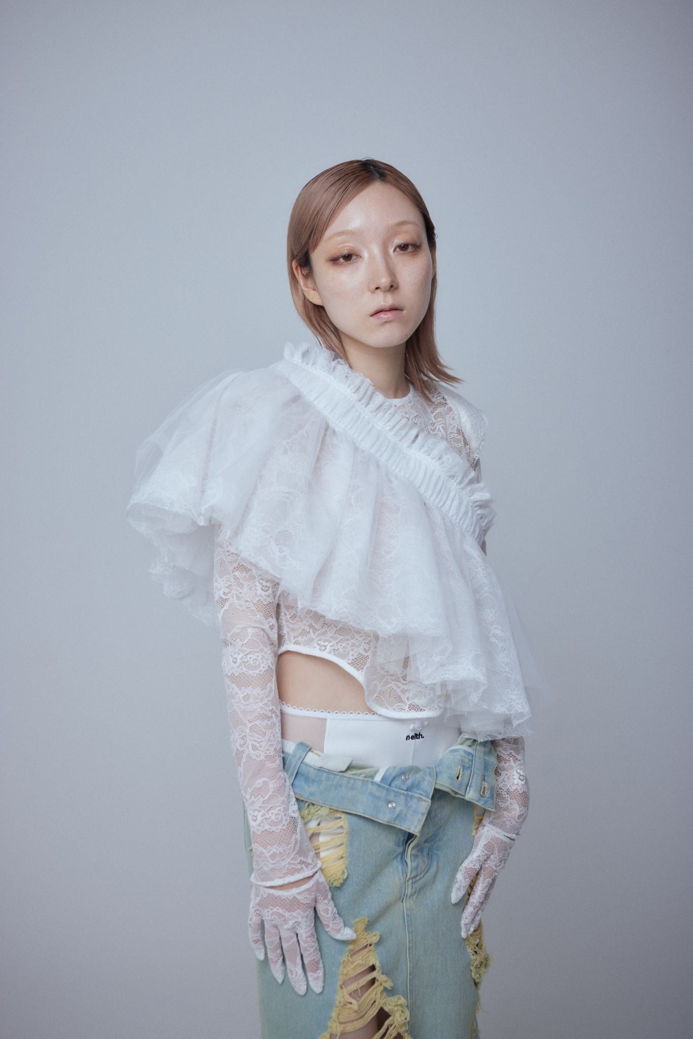 Multi Tulle Top(Lace White)