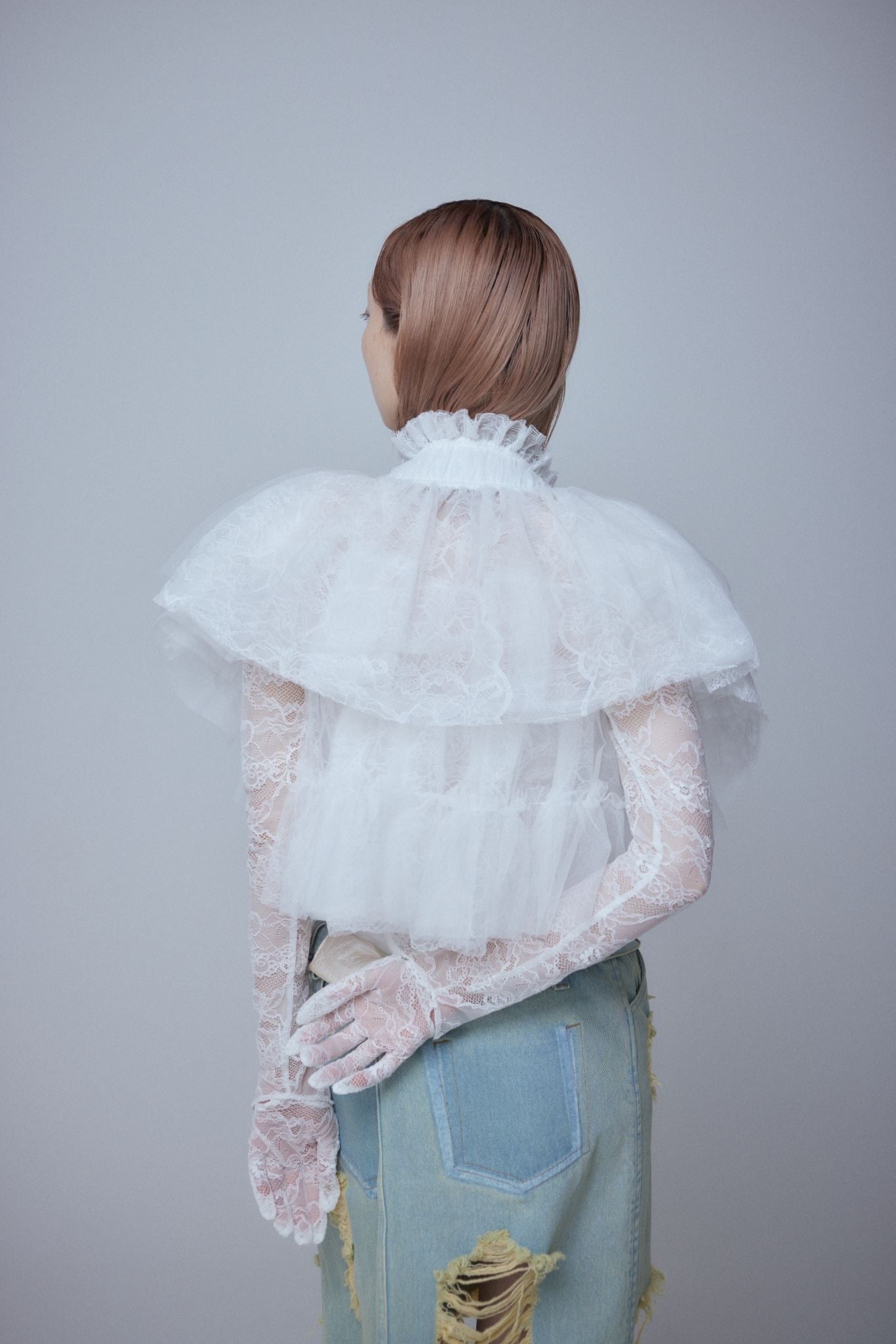 Multi Tulle Top(Lace White)