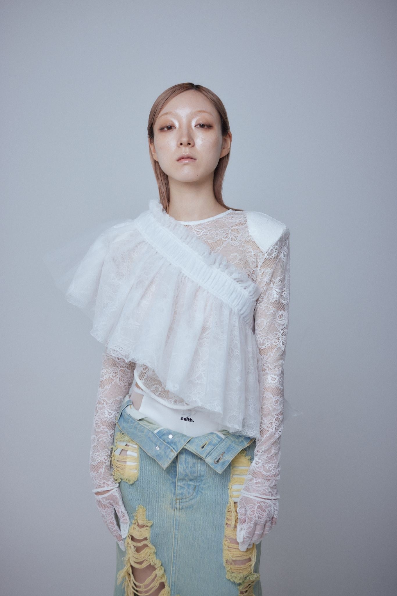 Multi Tulle Top(Lace White)