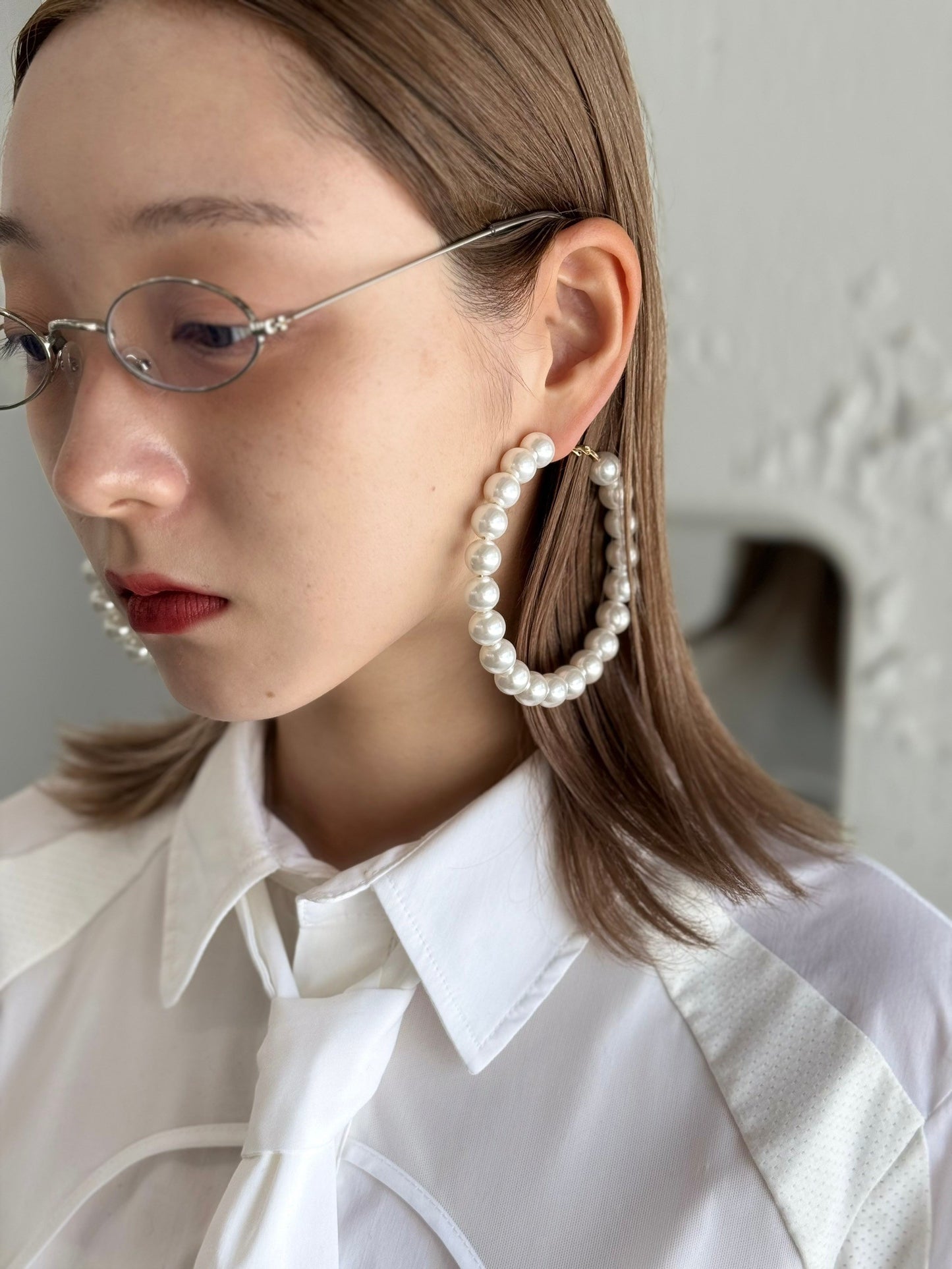 【Last1】Big Pearl Hoop Pierce