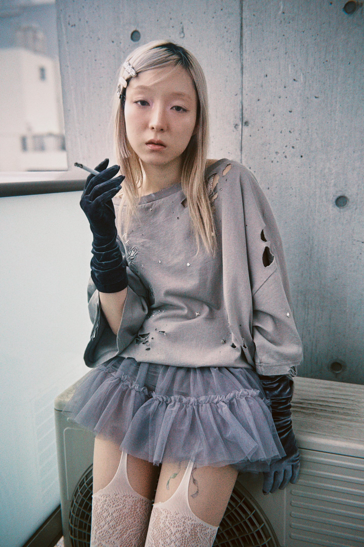 Multi Tulle Top(Gray)