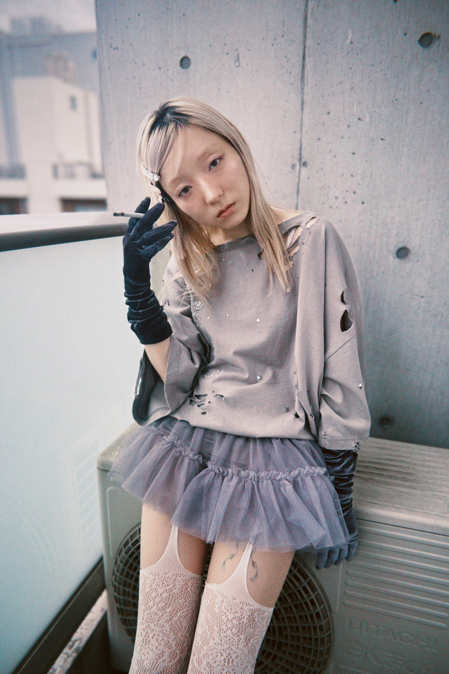 Multi Tulle Top(Gray)