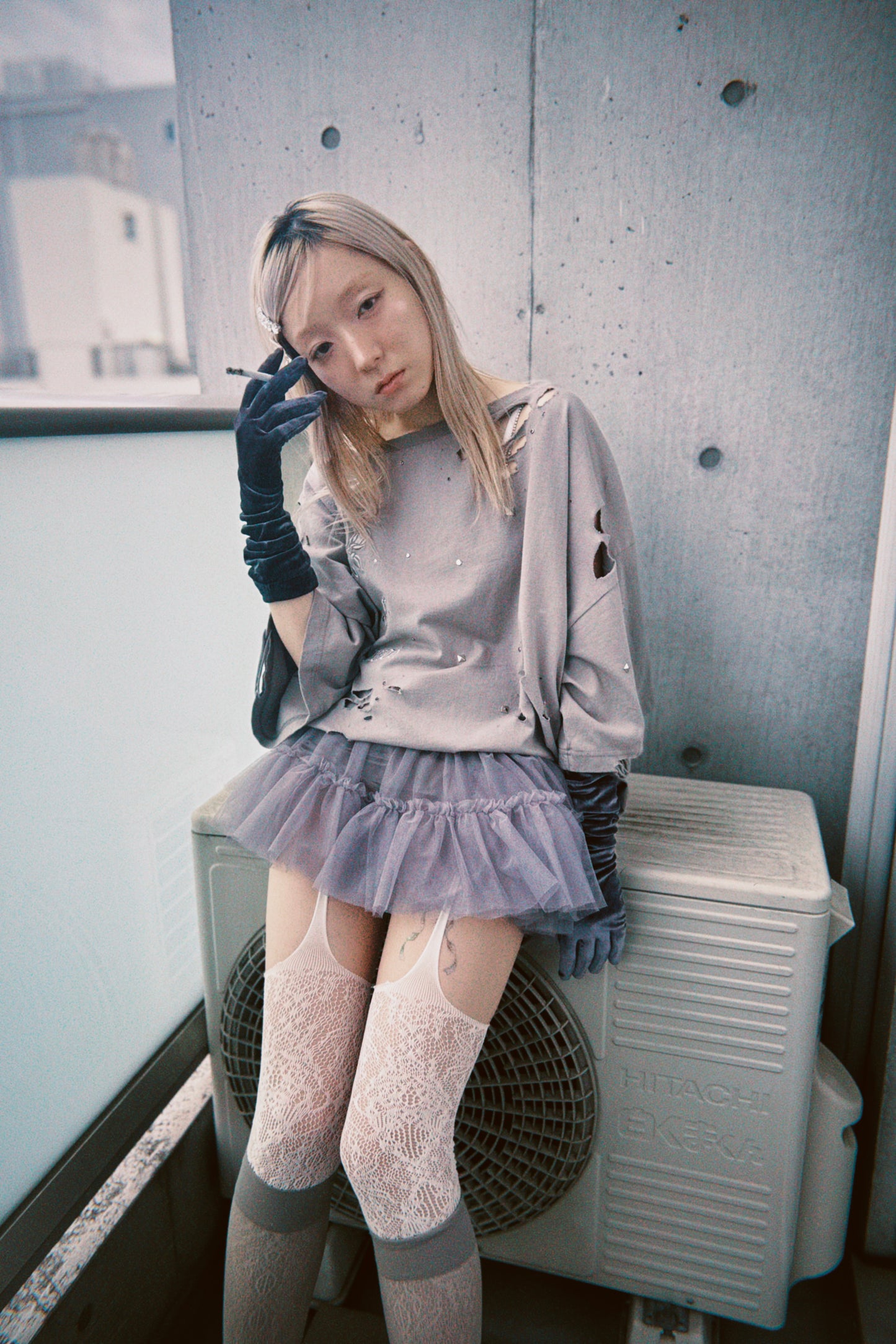 Multi Tulle Top(Gray)