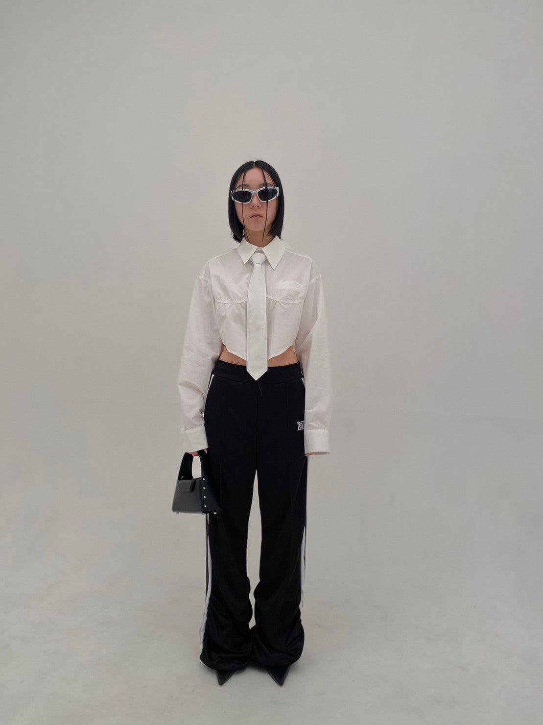 Gathered Track Pants(Black)