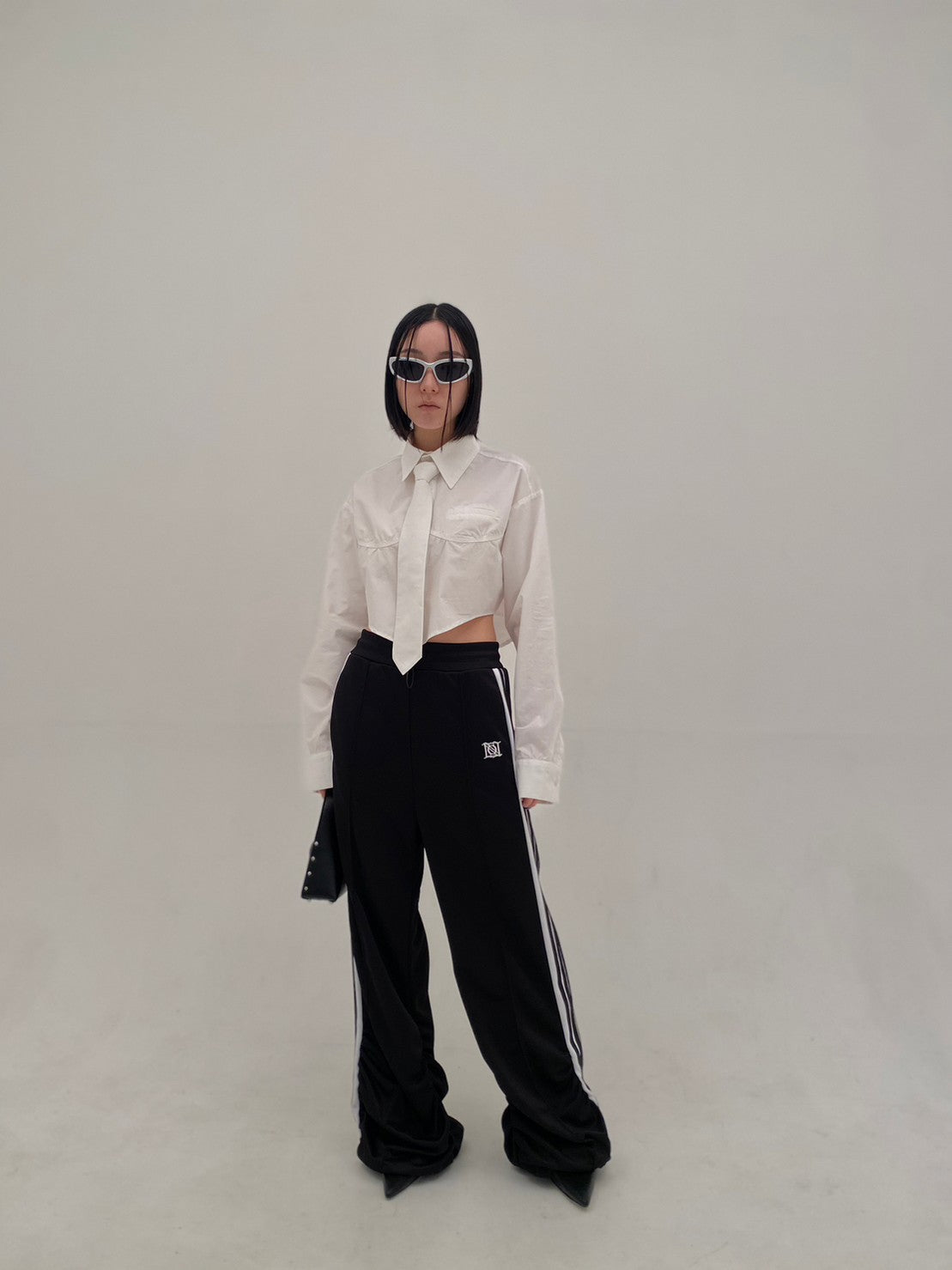 Gathered Track Pants(Black)