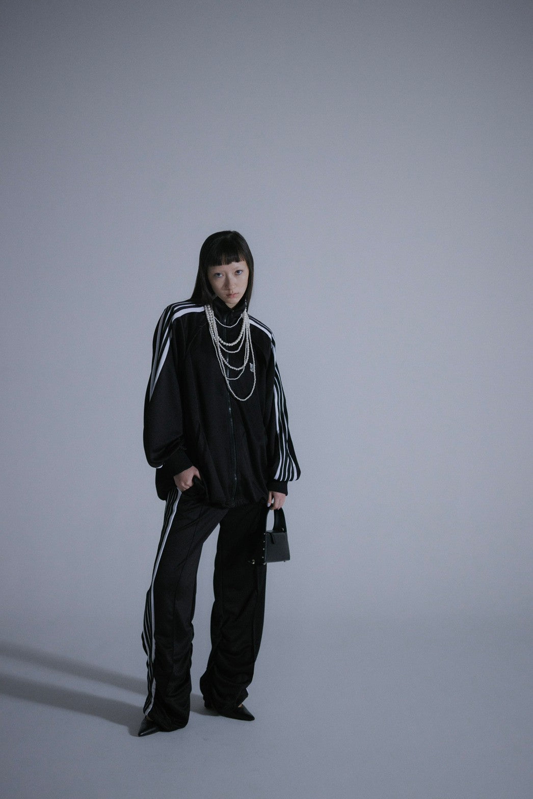 Gathered Track Pants(Black)