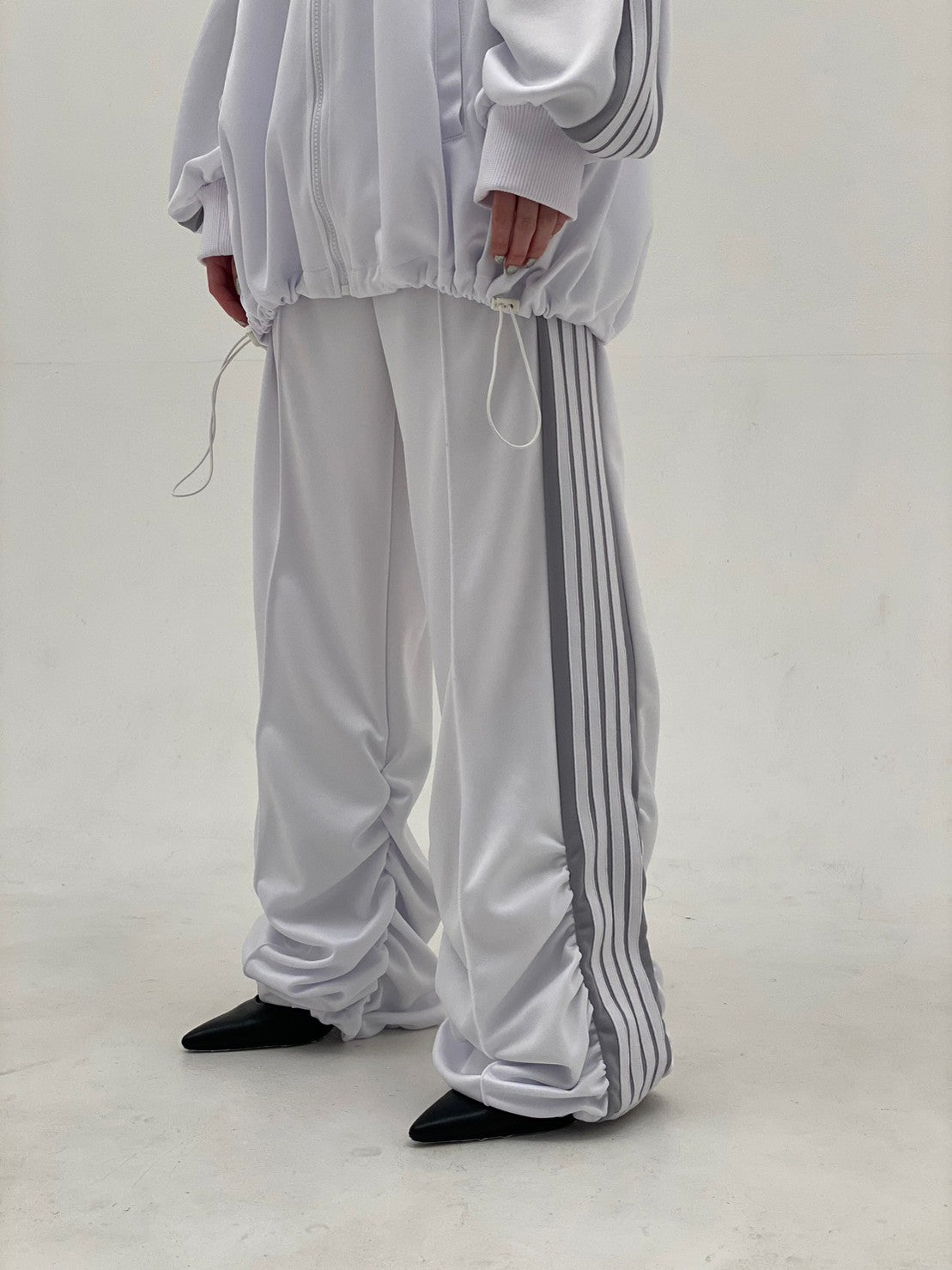 Gathered Track Pants(White)