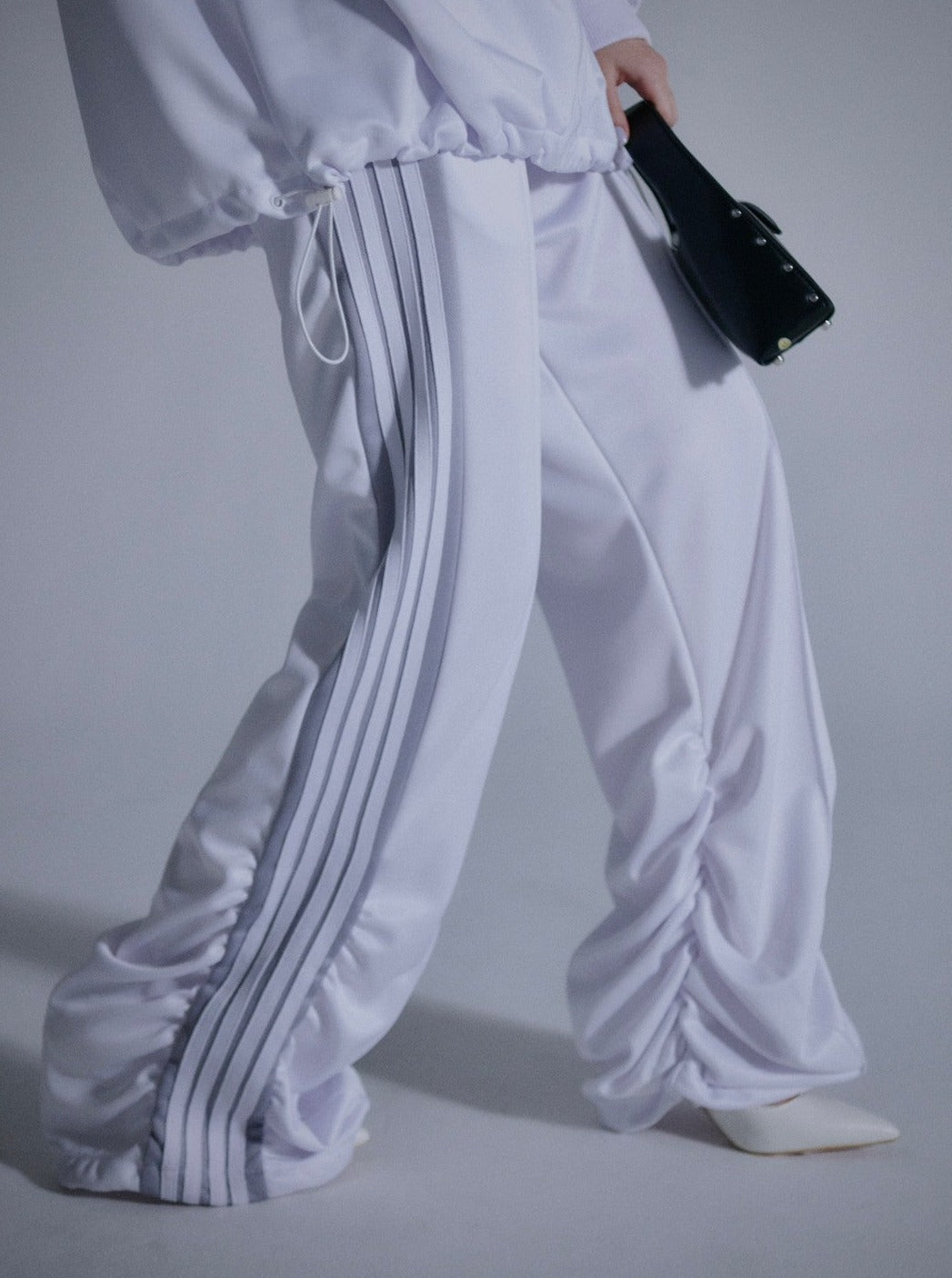 Gathered Track Pants(White)