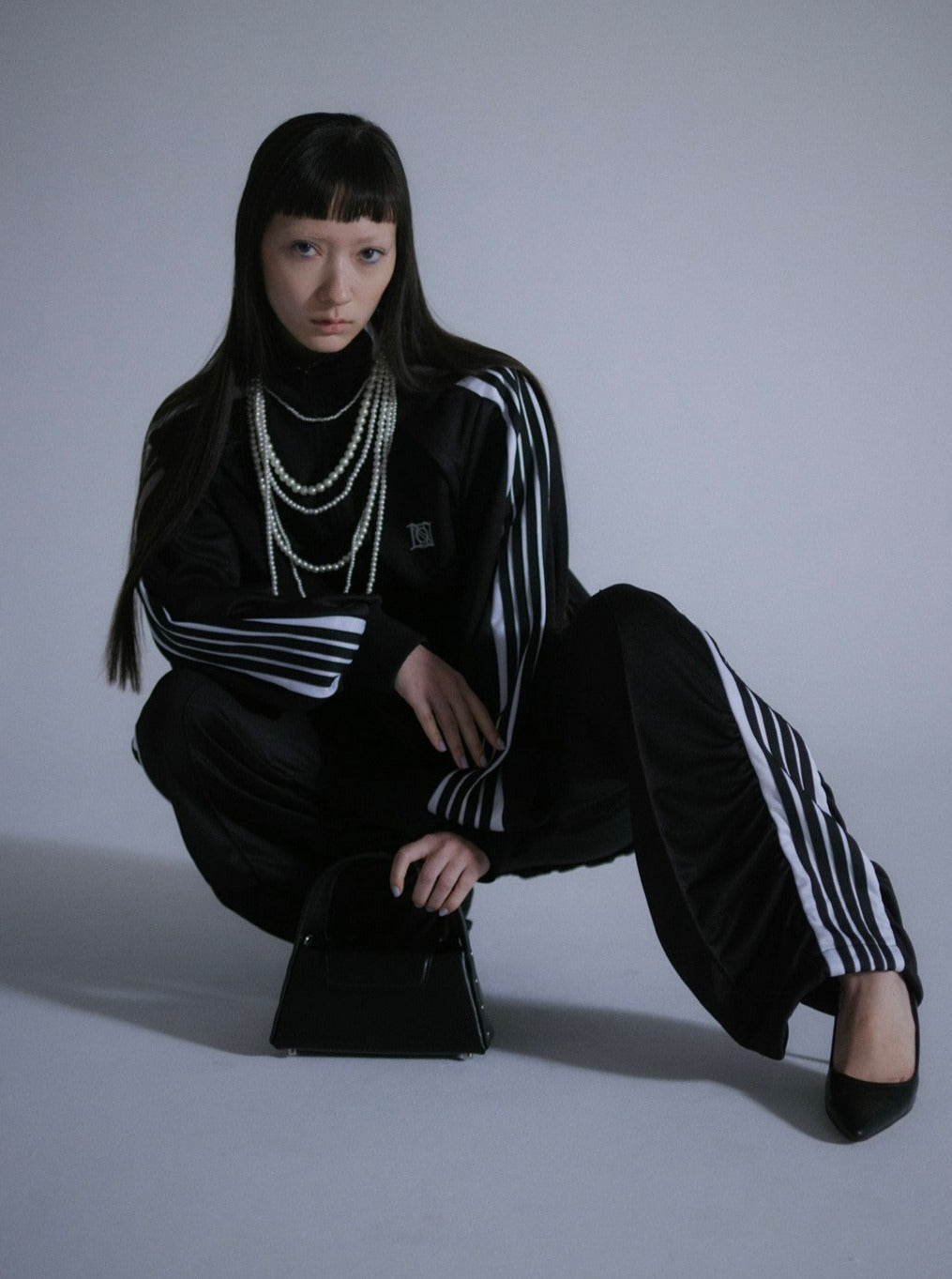 Gathered Track Pants(Black)