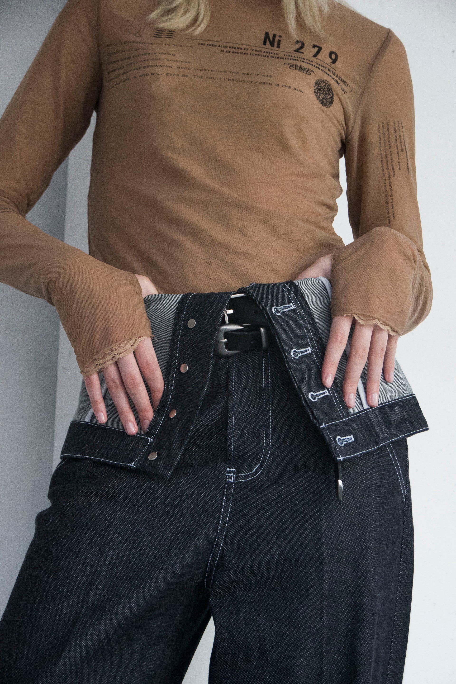 neith.】High & Low Wide Denim Slacks - スキニーデニム