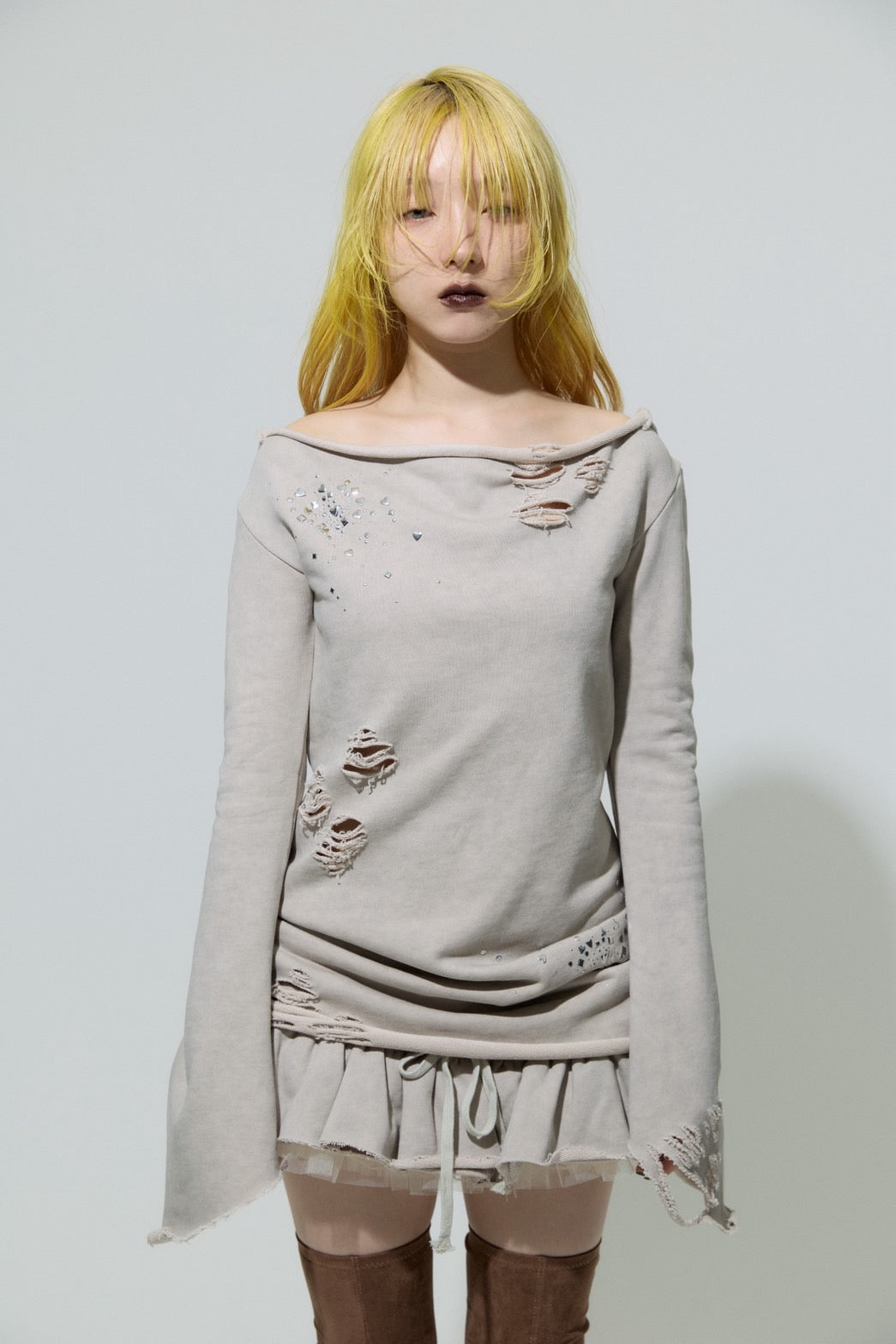 Love Veil Sweat Dress(Beige)