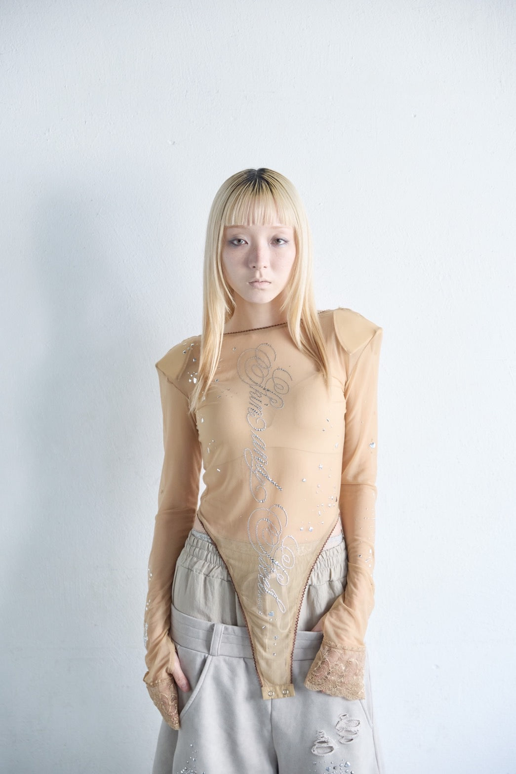 Metallic Sparkle Skin Top(Beige)