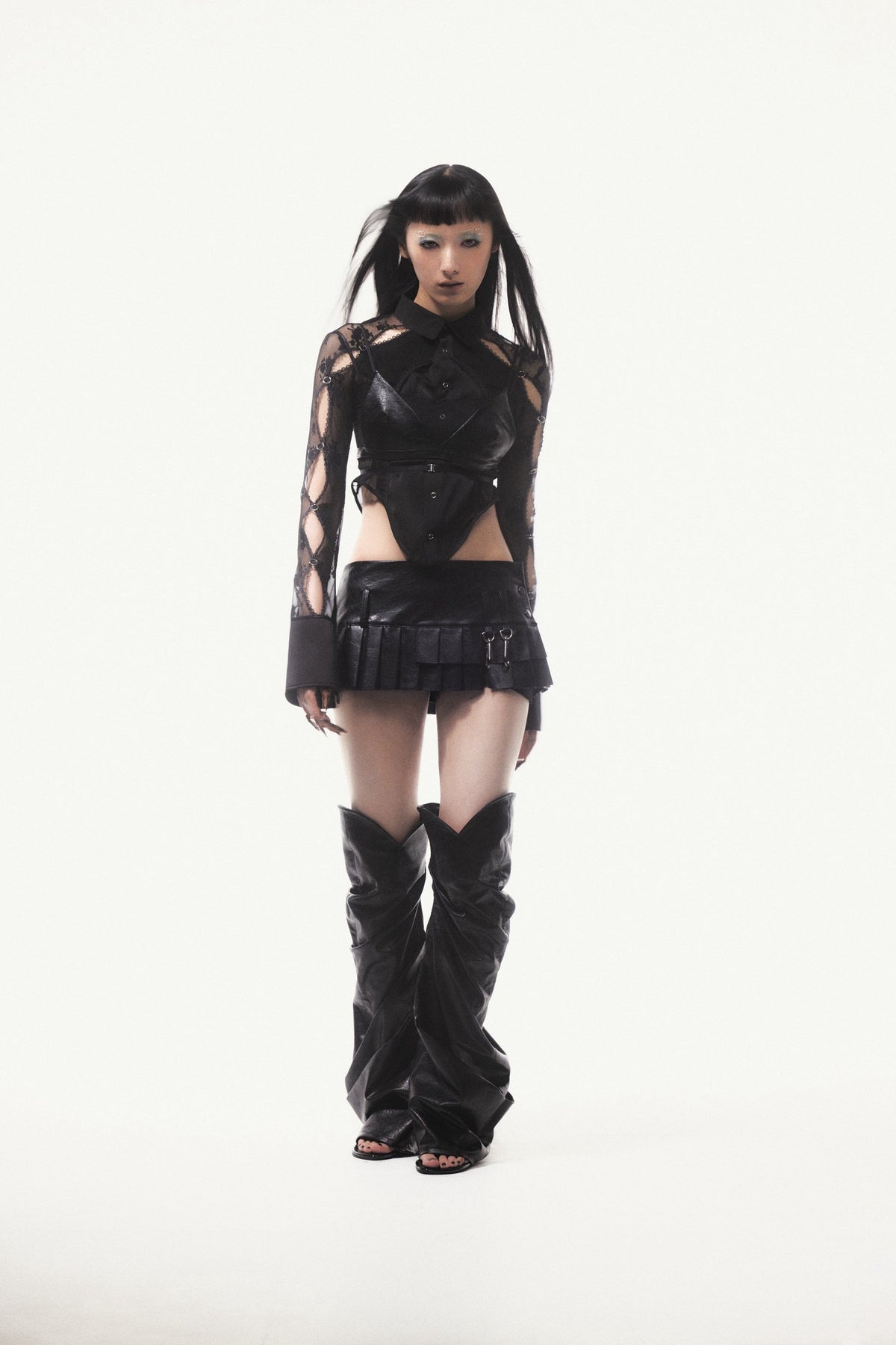 Curve Leather Leg Cover(Black)