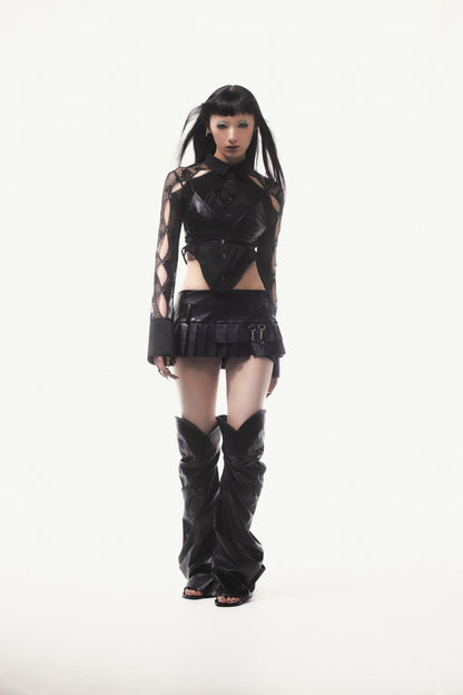 Curve Leather Leg Cover(Black)