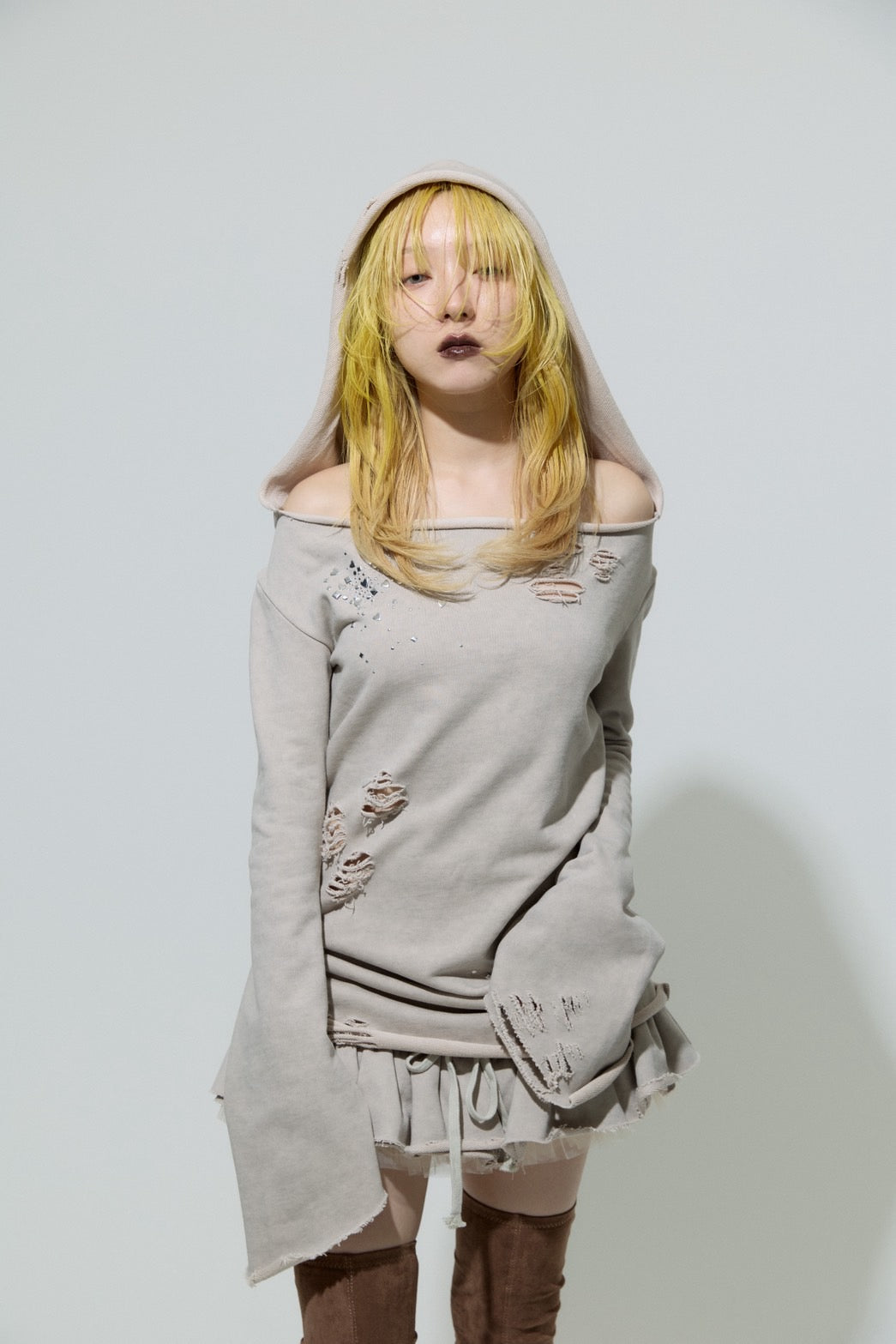 Love Veil Sweat Dress(Beige)