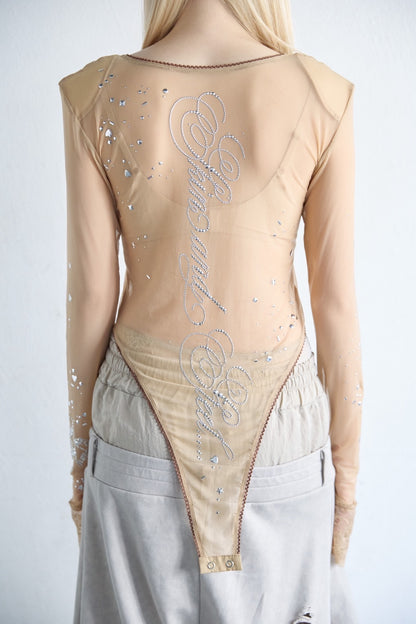 Metallic Sparkle Skin Top(Beige)