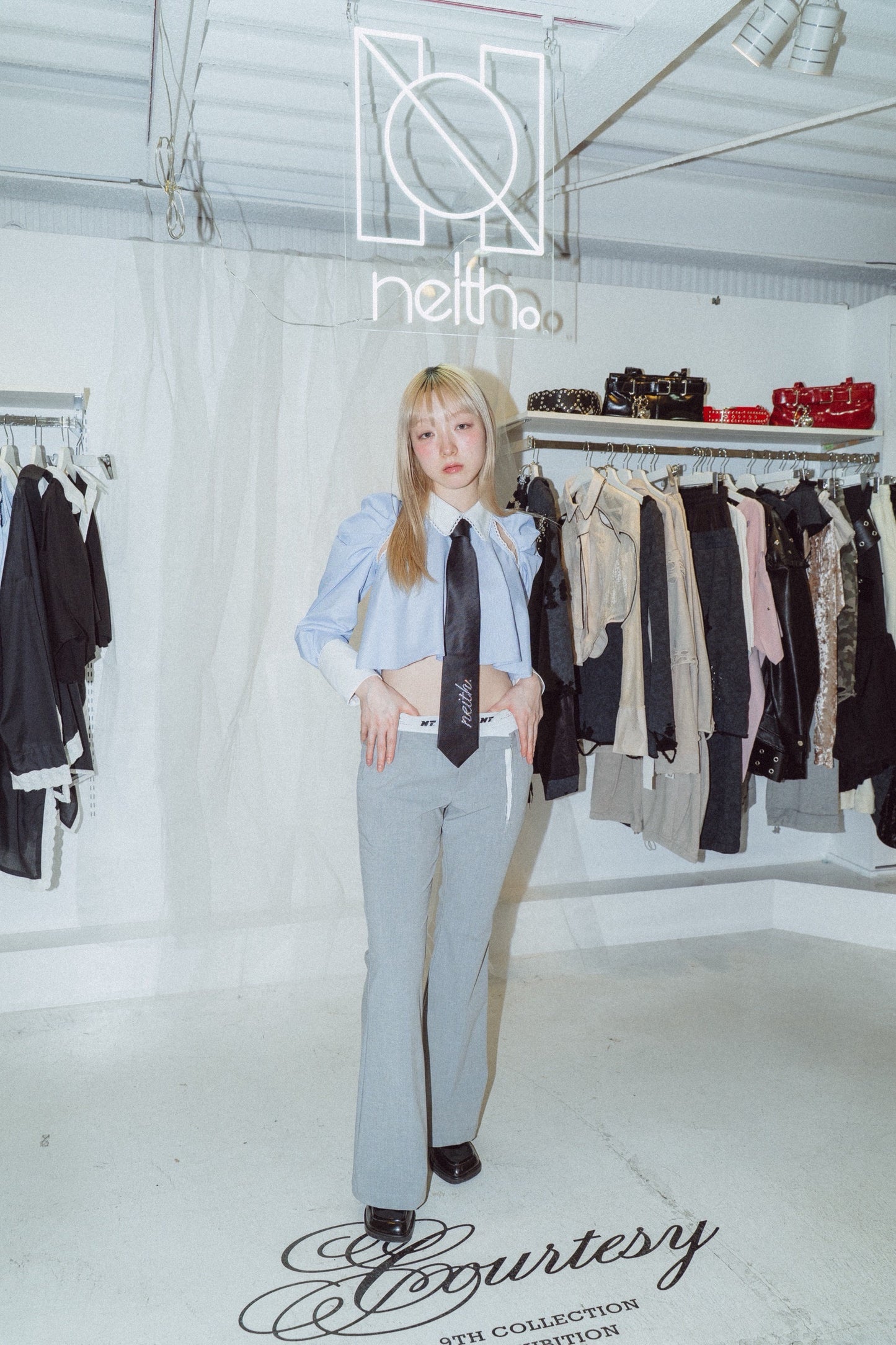 【Last1】Destroyed Flare Trousers (Gray）