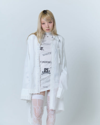 Handkerchief Shirt Dress (White)