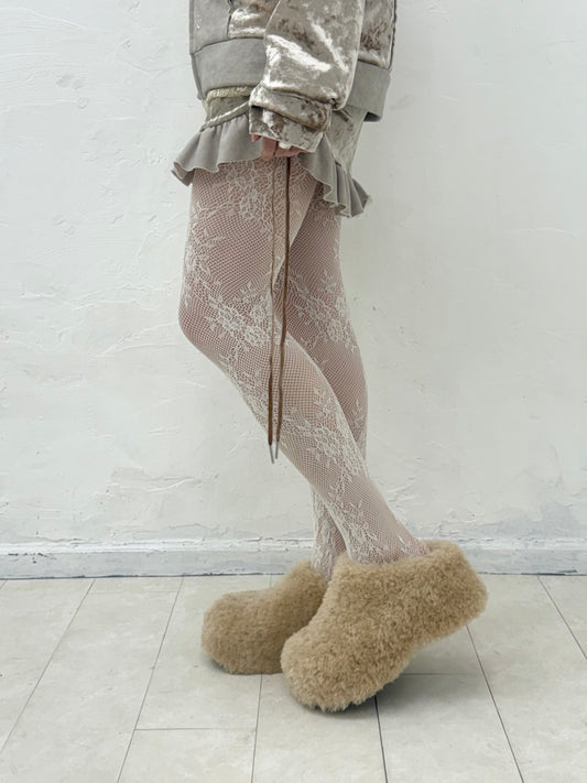 Fluffy Wedge sandals(Beige)