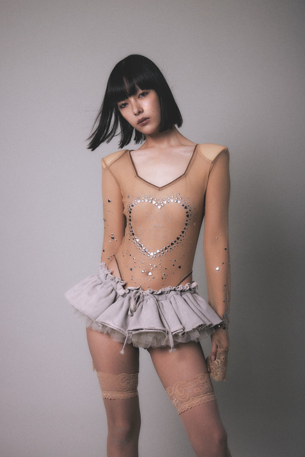 Metallic Sparkle Skin Top(Beige)